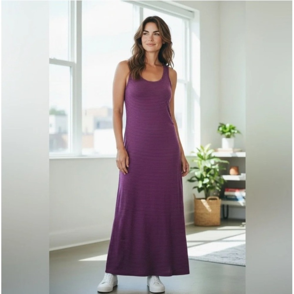 Tommy Bahama Maxi Dress Women S Magenta Purple Pink Striped Tank Scoop Vacation